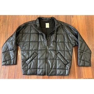 We The Free People Women's Dawn Moto Jacket Black Zipper Lined Vegan Leather S